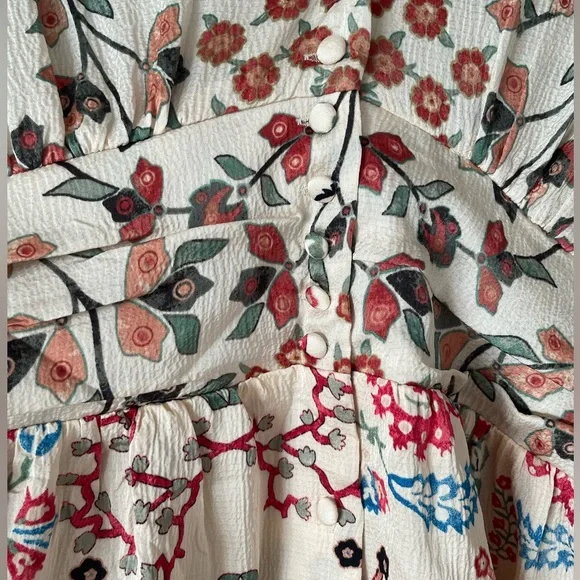 BA&SH Ganiela Mixed-Print Floral Button-front Mini Dress - Picture 9 of 12